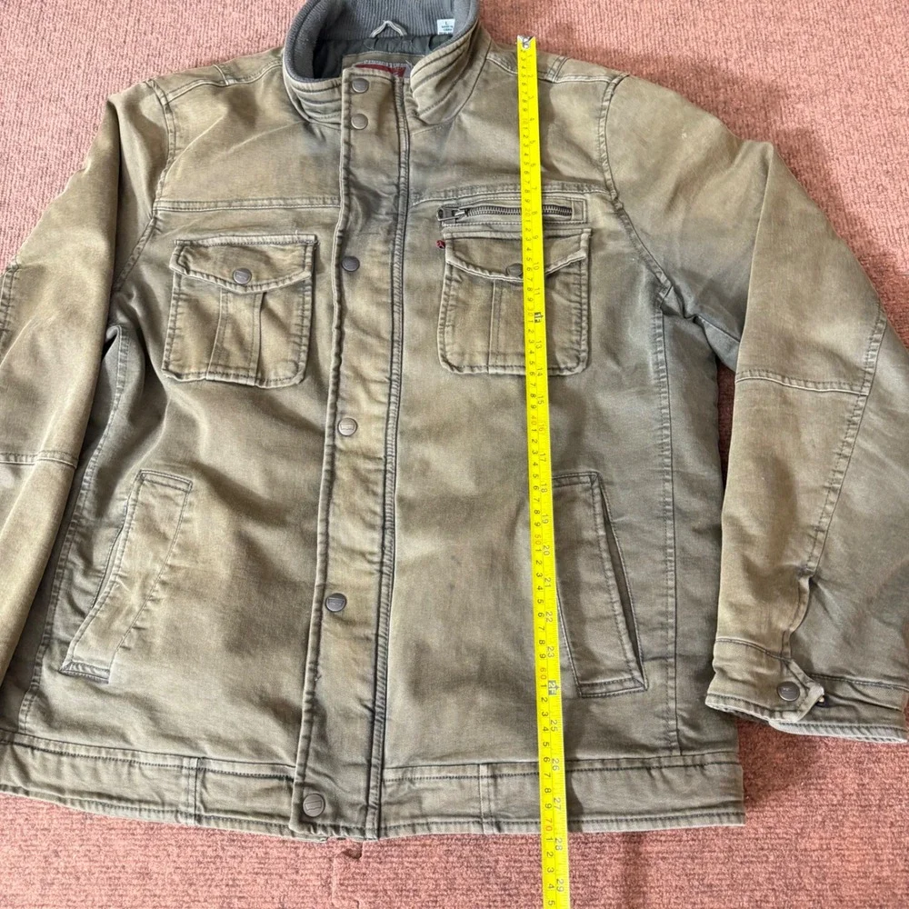 Vintage Levis Strauss Mens Field Jacket Olive‎ Green Canvas Quilted Lined Large